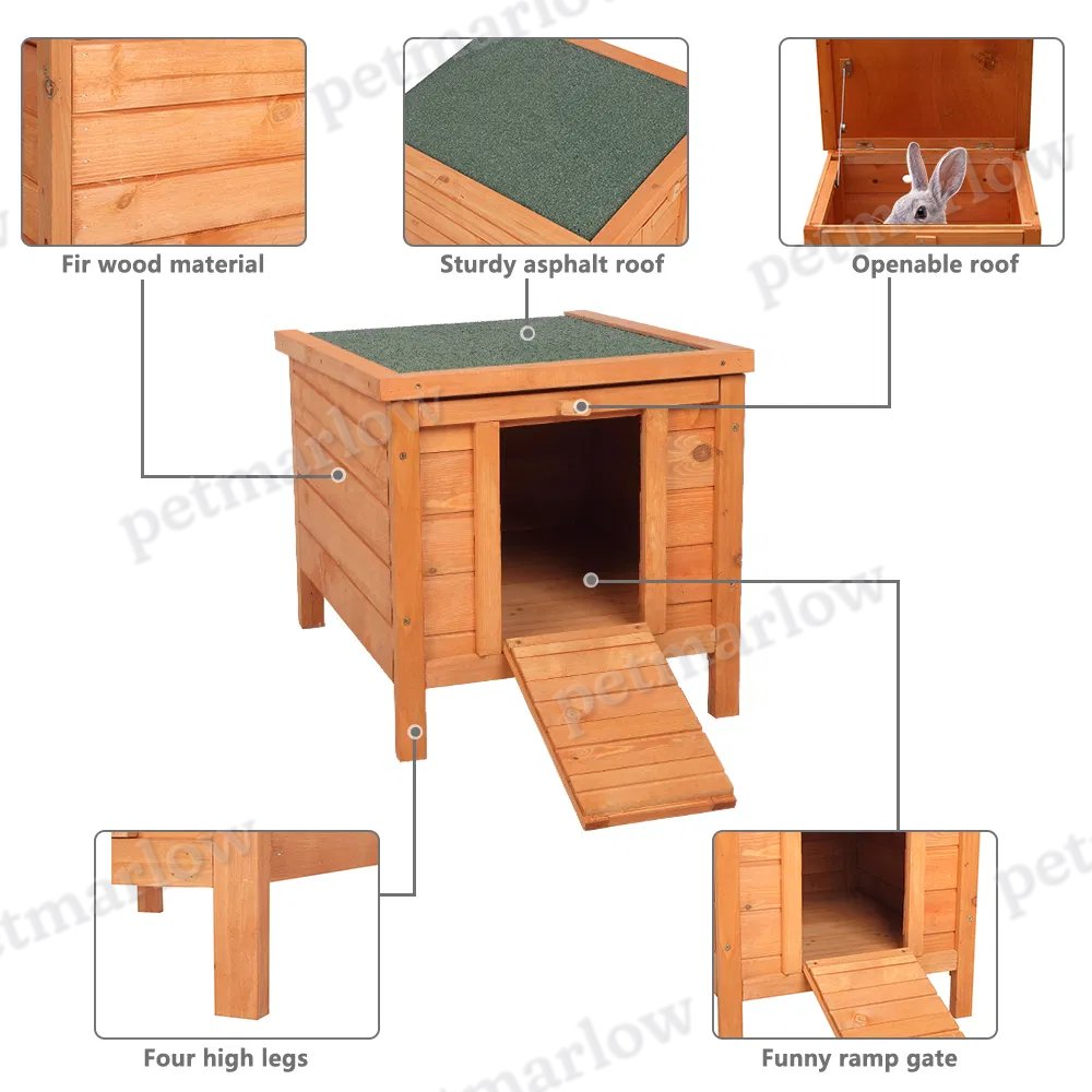 Cedar Wood Hutch with Waterproof Asphalt Roof for Small Pets – view 5