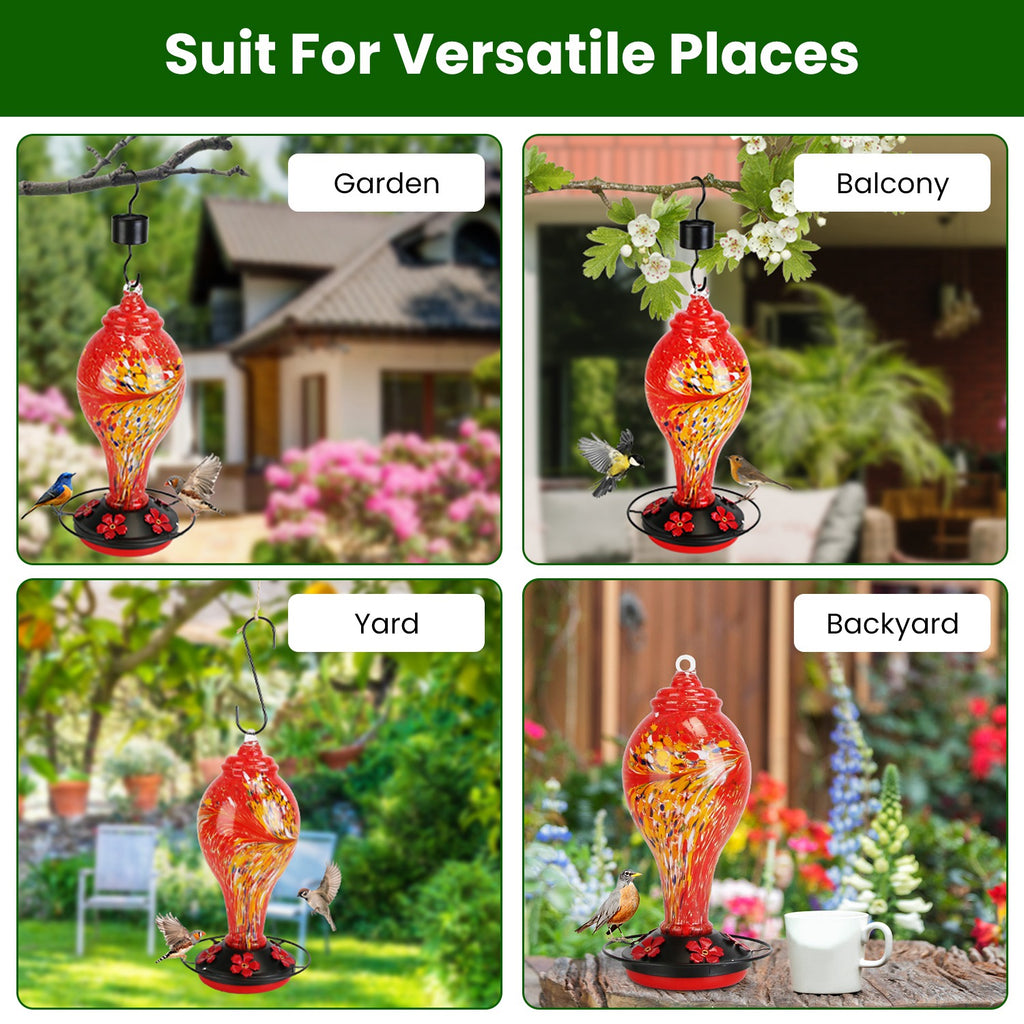 Glass Hummingbird Feeder With 5 Feeding Ports and 33oz Capacity – view 7
