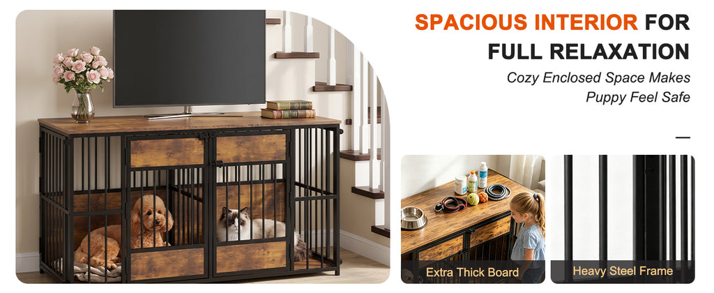 Wooden Dog Crate Furniture with Storage Top for Indoor Use – view 10