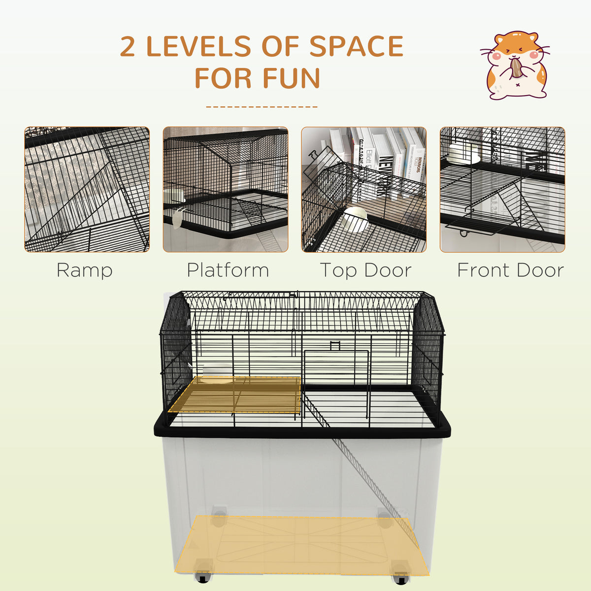 2-Tier Hamster Cage with Deep Base and Accessories – view 7