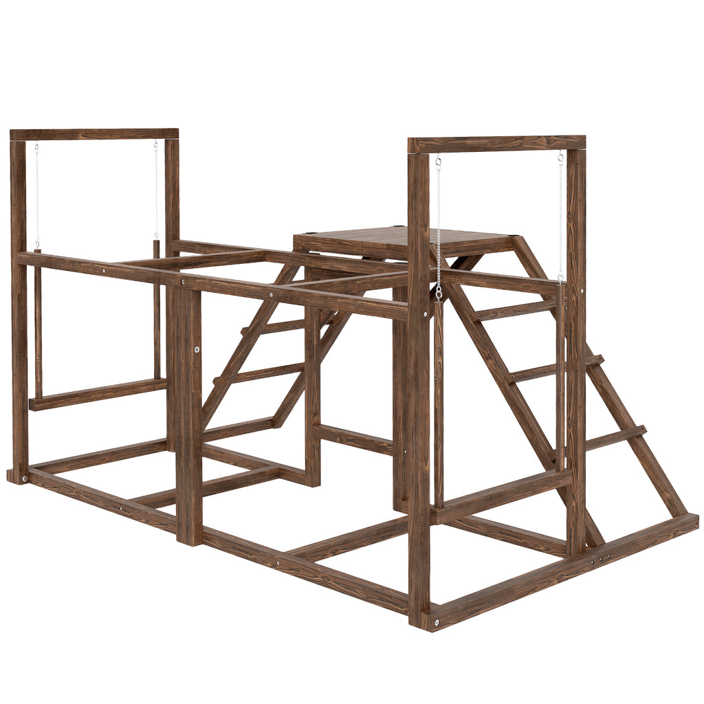Chicken Activity Play Set with Swings and Perches – Coffee / 1060x470x160 mm