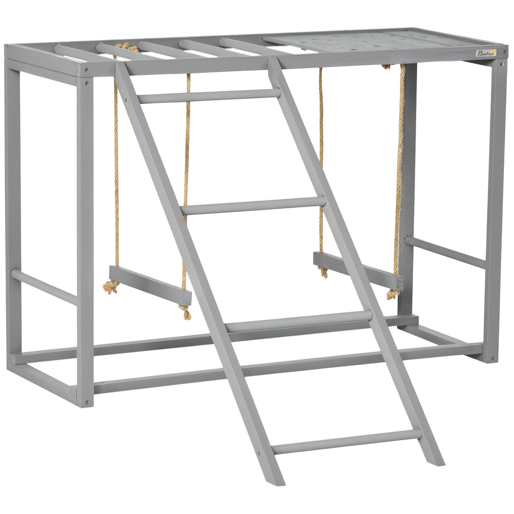 Chicken Activity Play Set with Swings and Ladder for 3–4 Birds – Gray / 1100x500x170 mm