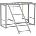 Chicken Activity Play Set with Swings and Ladder for 3–4 Birds – Gray / 1100x500x170 mm