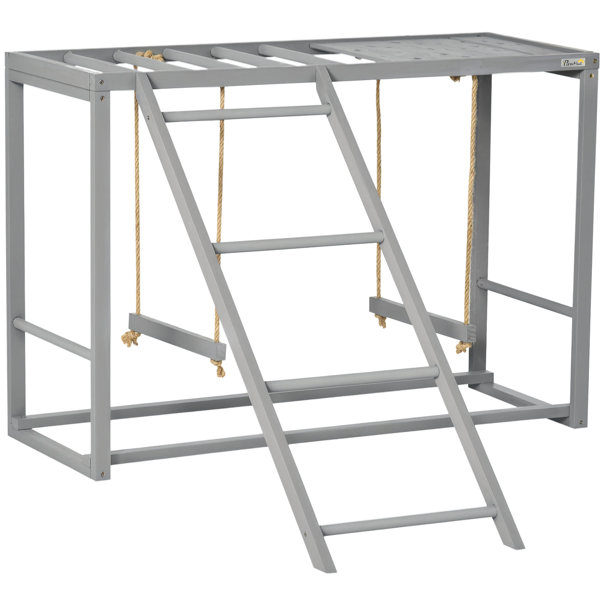 Chicken Activity Play Set with Swings and Ladder for 3–4 Birds – Gray / 1100x500x170 mm