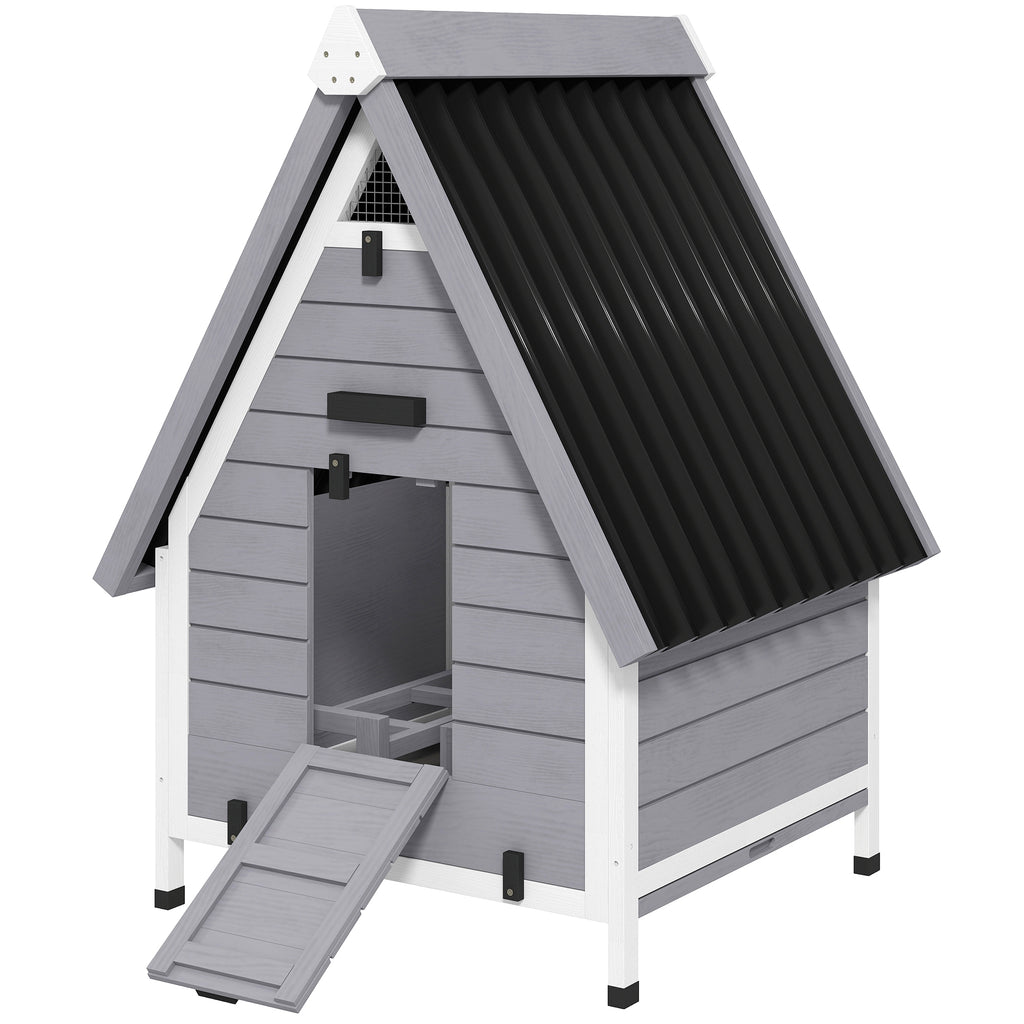 Chicken Coop for 2 Chickens with Nesting Box – Gray / 980x750x200 mm