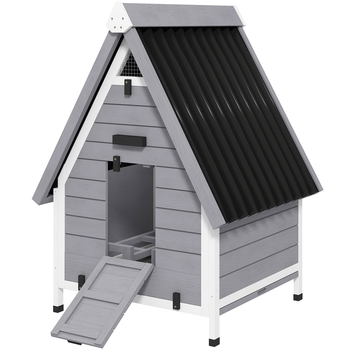 Chicken Coop for 2 Chickens with Nesting Box – Gray / 980x750x200 mm