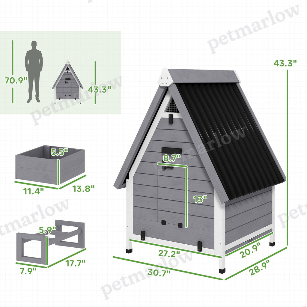 Chicken Coop for 2 Chickens with Nesting Box – view 3
