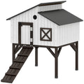 Chicken Coop with Nesting Box and Ramp for Small Animals – White / 970x775x230 mm