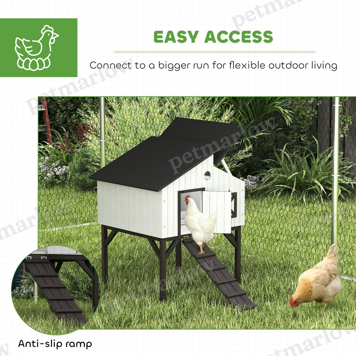 Chicken Coop with Nesting Box and Ramp for Small Animals – view 3