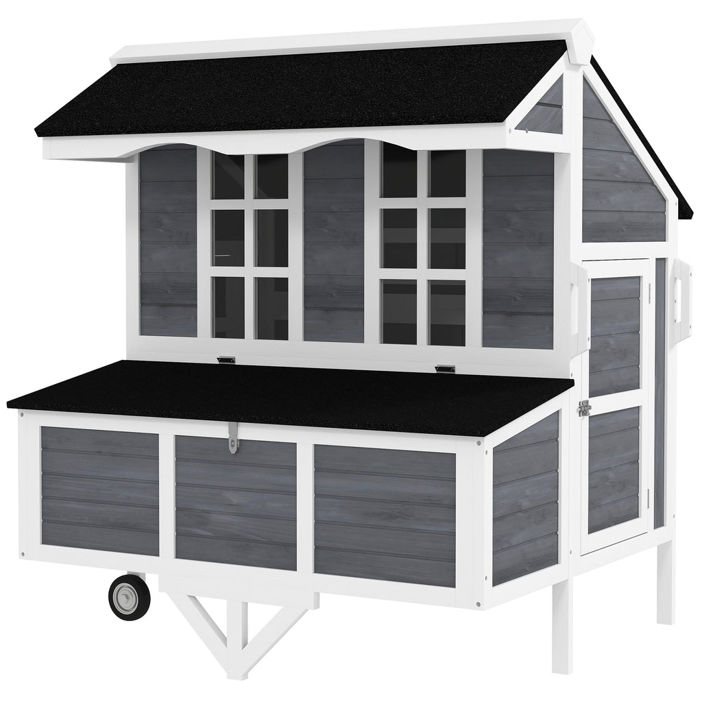 Chicken Coop with Wheels for Easy Mobility and Nesting Box – Gray / 1185x745x270 mm