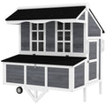 Chicken Coop with Wheels for Easy Mobility and Nesting Box – Gray / 1185x745x270 mm