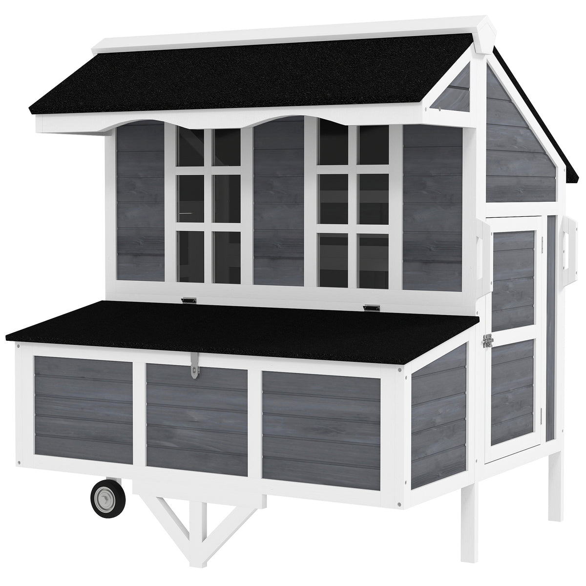 Chicken Coop with Wheels for Easy Mobility and Nesting Box – Gray / 1185x745x270 mm