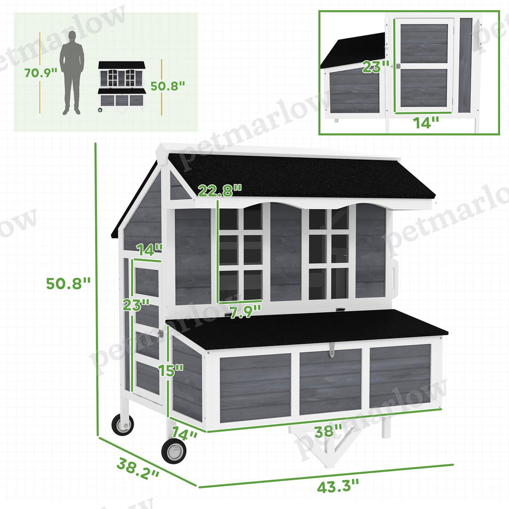 Chicken Coop with Wheels for Easy Mobility and Nesting Box – view 4
