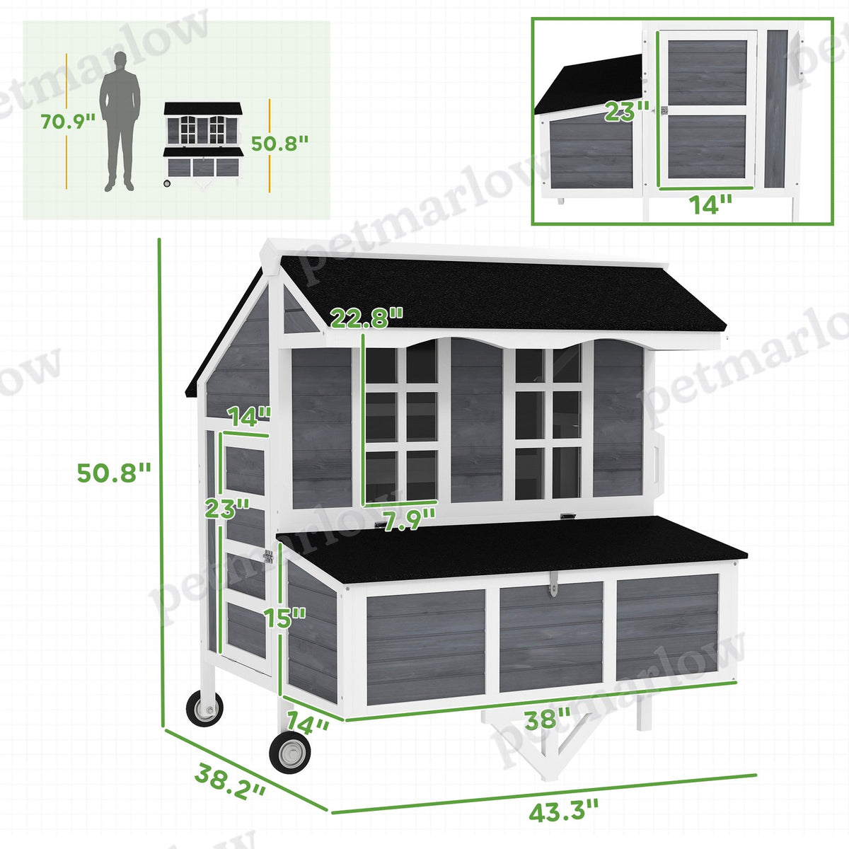 Chicken Coop with Wheels for Easy Mobility and Nesting Box – view 4