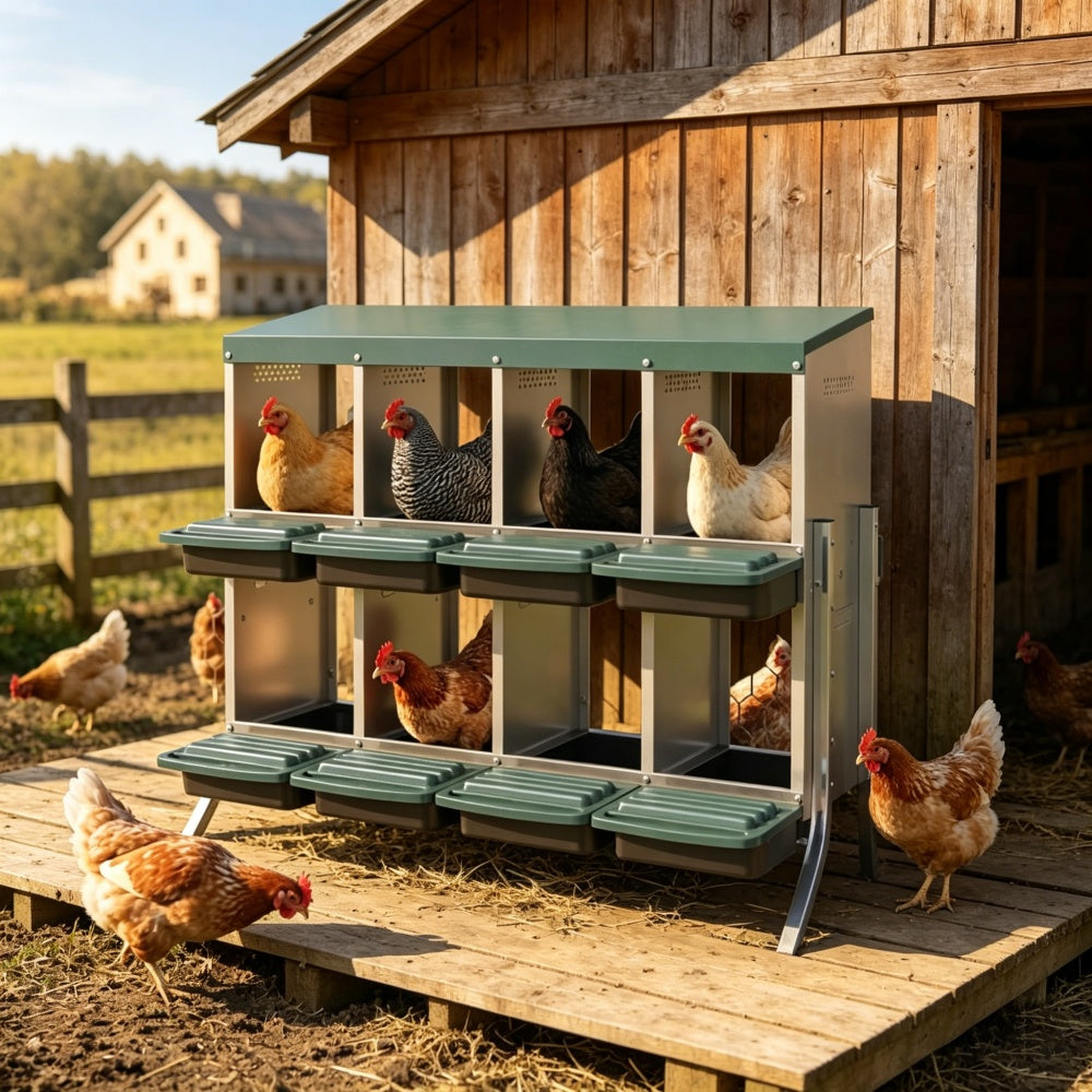 Chicken Nest Box with 8 Ventilated Nesting Boxes