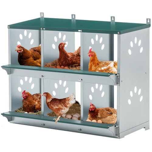 Chicken Nesting Box with 6 Rooms for Comfortable Egg Laying – Green
