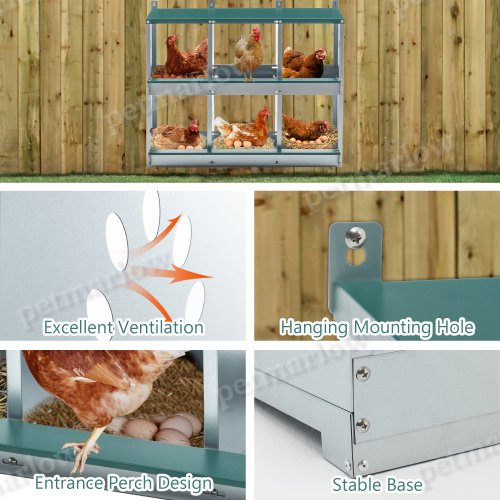 Chicken Nesting Box with 6 Rooms for Comfortable Egg Laying – view 3