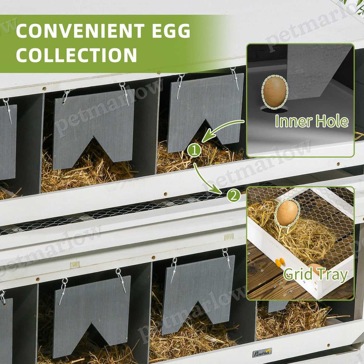 Chicken Nesting Box with Egg Collection Trays for Poultry – view 4