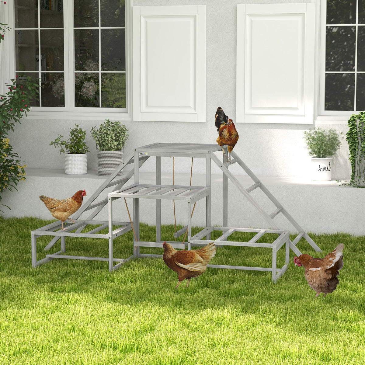 Chicken Roost Toys with Swings and Platforms for Poultry