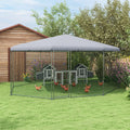 Chicken Run with Cover for 19-25 Chickens – Silver / 1980x360x210 mm