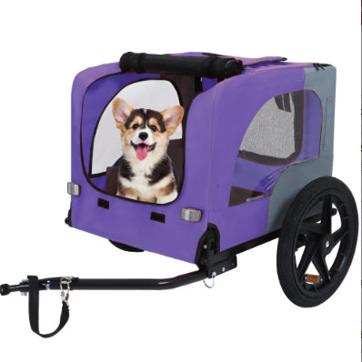 Collapsible Pet Bike Trailer with All-Terrain Wheels – Purple