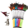 Colored Spring Cat Stick with Feathers and Beads