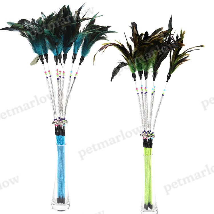 Colored Spring Cat Stick with Feathers and Beads – view 2