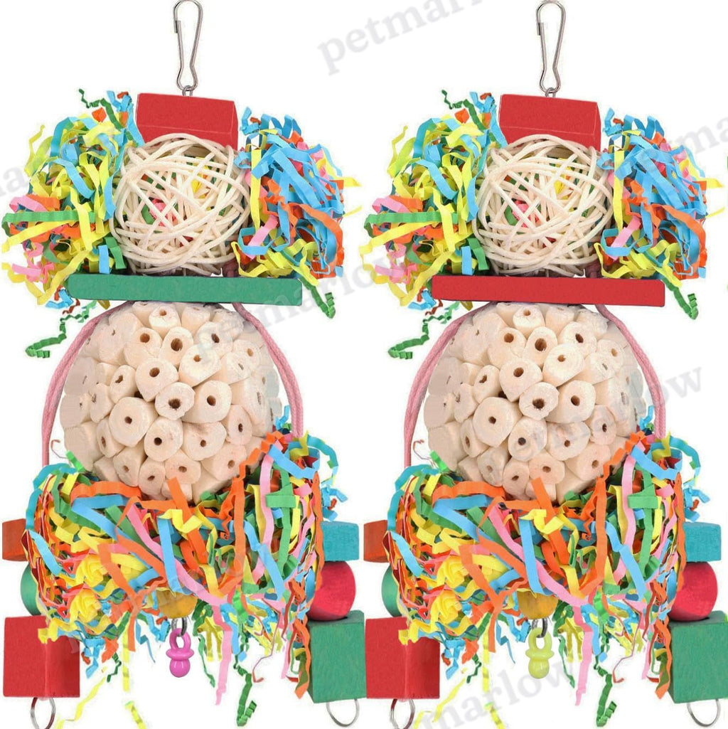 Colorful Natural Wooden Parrot Toys Straw Ball Bird Cage Accessory – view 4