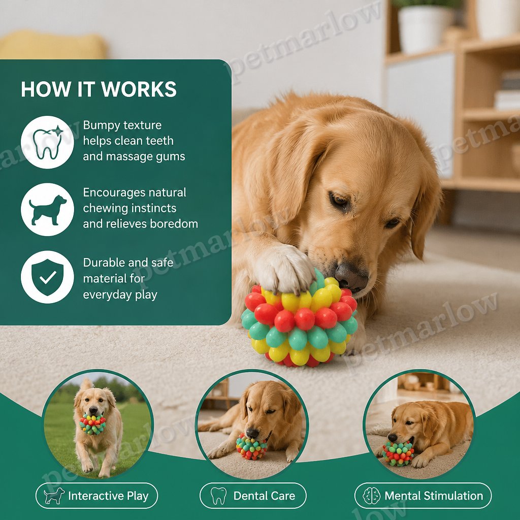 Colourful Bumpy Dog Chew Ball – view 3