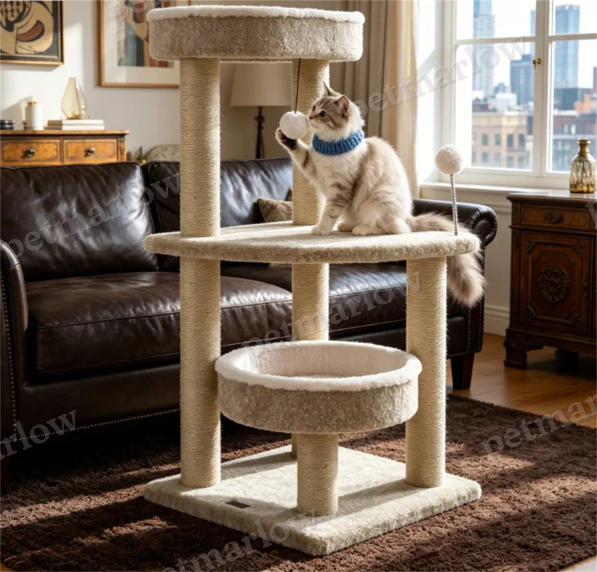 Compact 36" Cat Activity Center with Plush Rest Areas – view 3