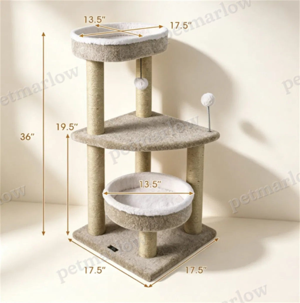 Compact 36" Cat Activity Center with Plush Rest Areas – view 4