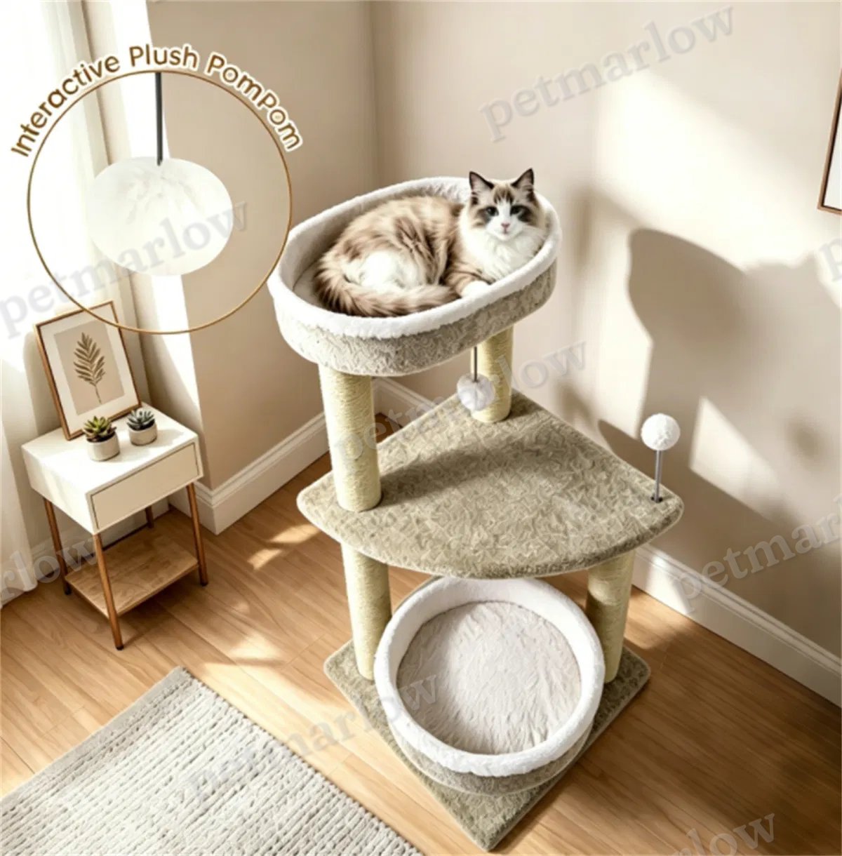 Compact 36" Cat Activity Center with Plush Rest Areas – view 5