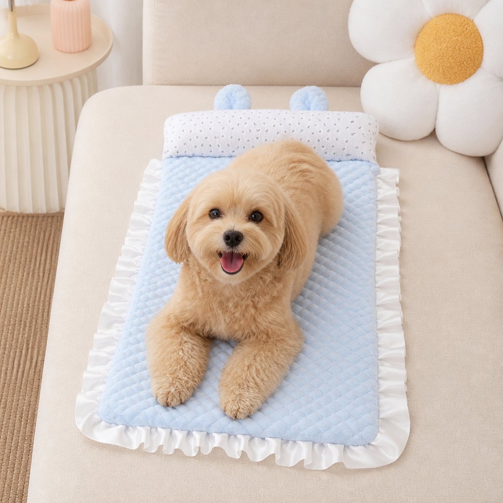 Cooling Dog Bed for Hot Days – Soft, Washable & Comfortable – Blue / XS: 43*36CM