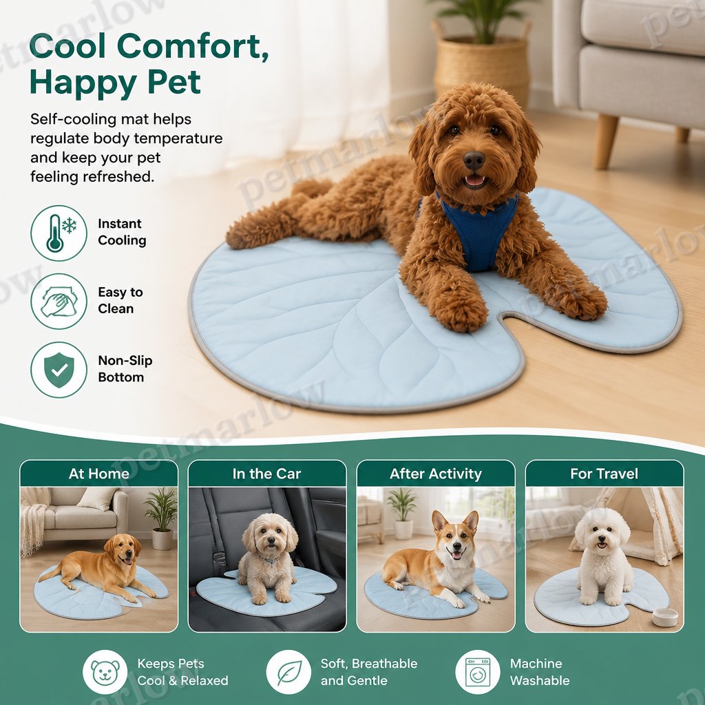 Cooling Leaf-Shaped Pet Mat – Washable Summer Mat with Non-Slip Bottom – view 6