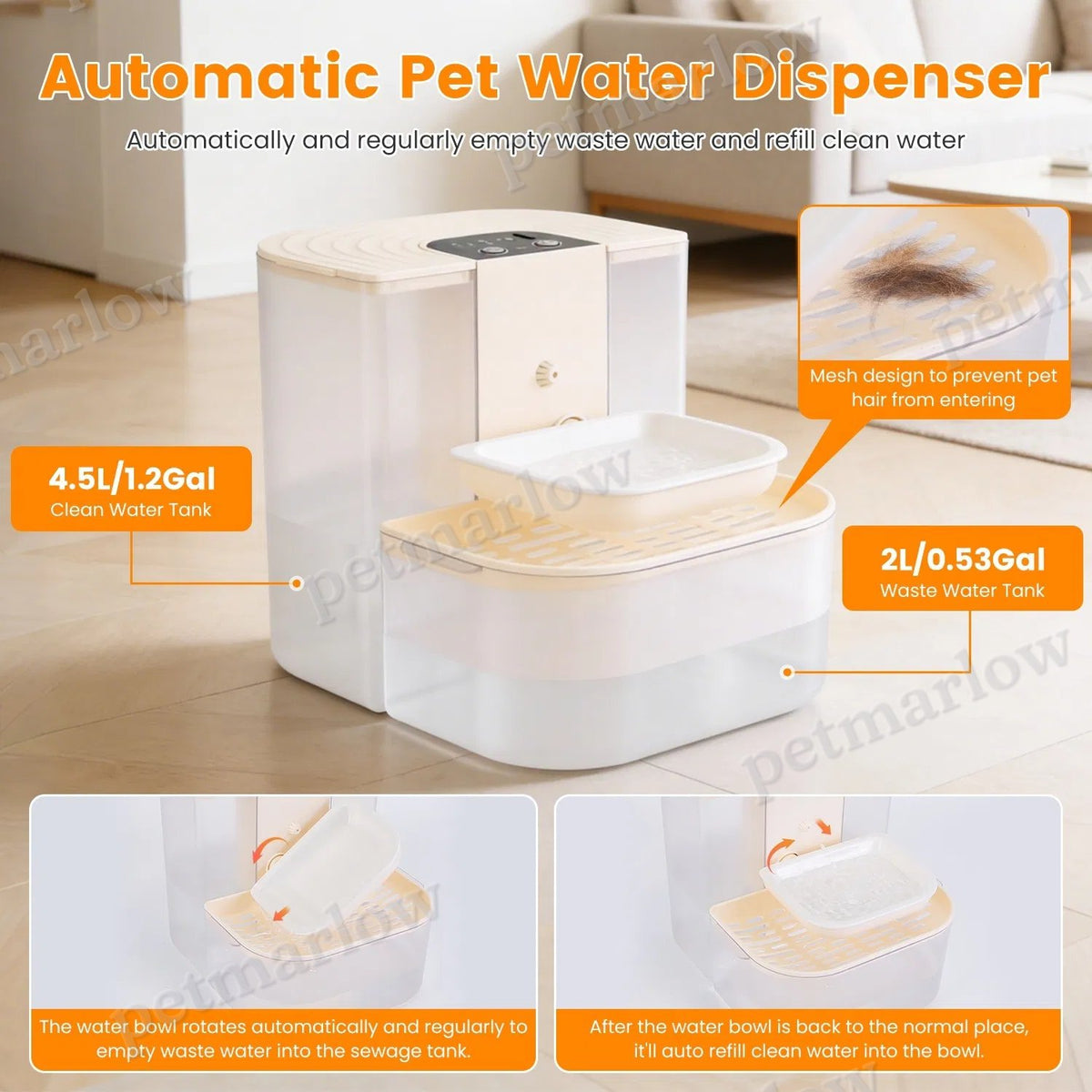Cordless Dog Cat Water Fountain 4.5L – view 4