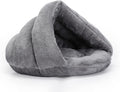 Plush Velvet Cat Cave Bed for Warmth and Comfort – Light gray / S