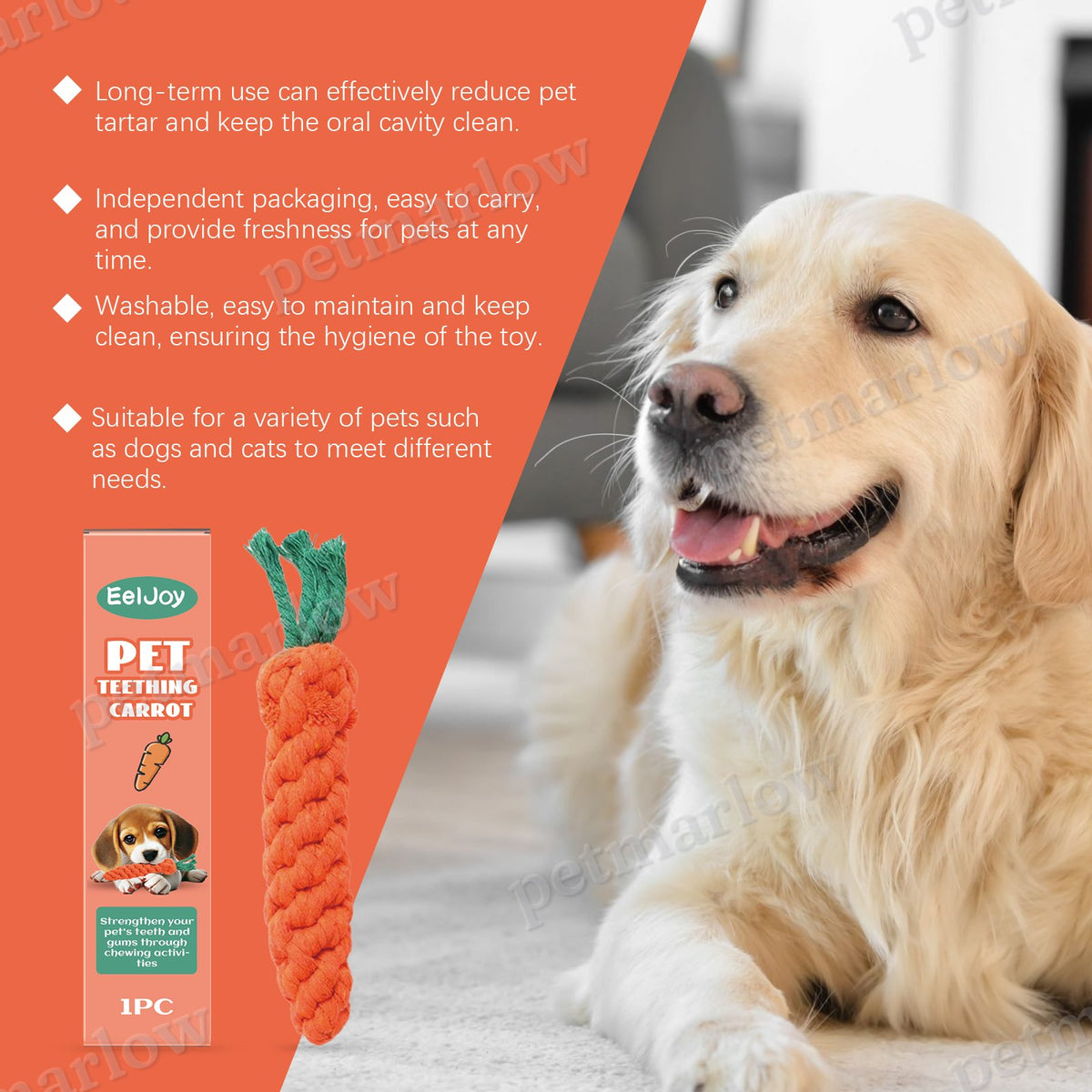 Cotton Rope Carrot Chew Toy for Dogs – view 2