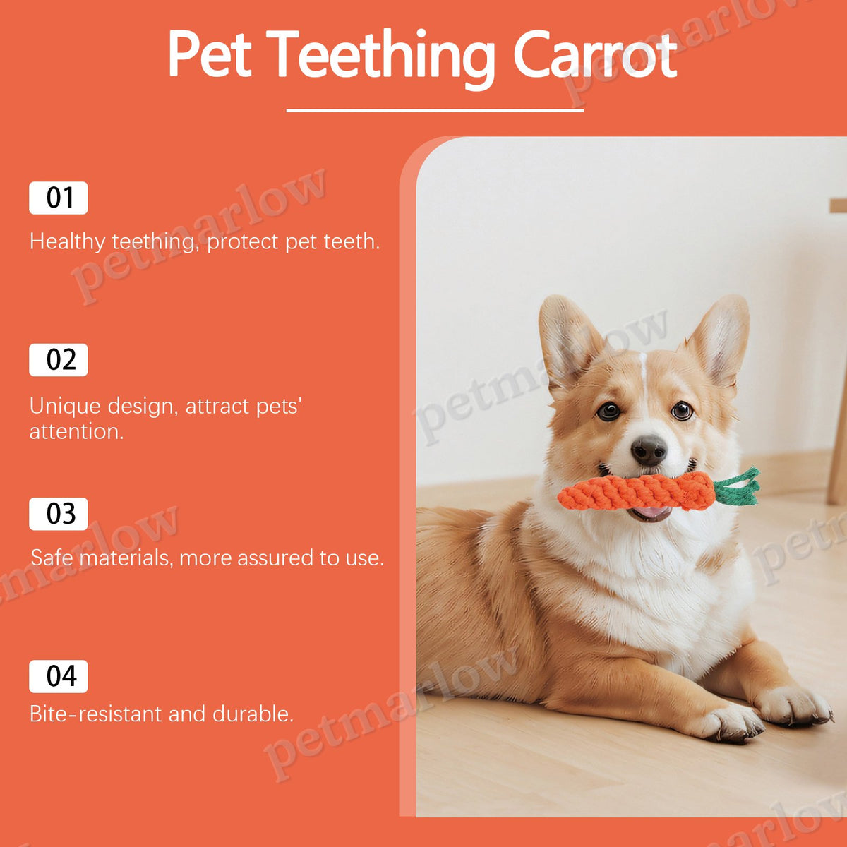 Cotton Rope Carrot Chew Toy for Dogs – view 5