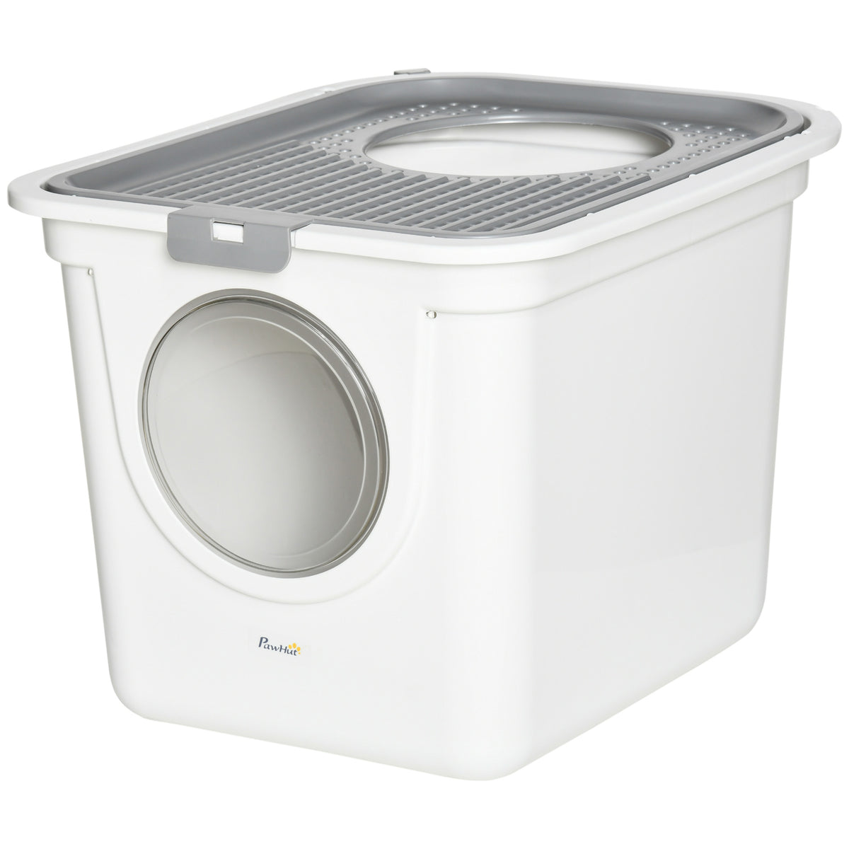 Covered Cat Litter Box for Easy Cleaning and Odor Control – White / 570x460x410 mm