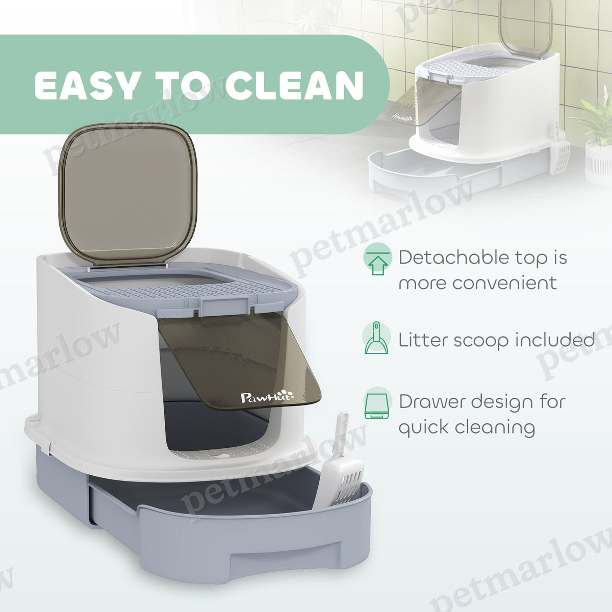 Covered Cat Litter Box with Easy Clean Design and Odor Control – view 3