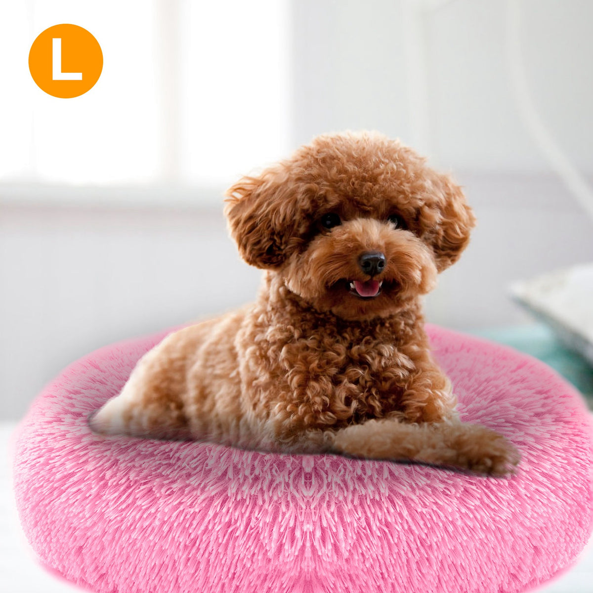 Cozy Plush Dog Bed with Supportive Rim – Pink