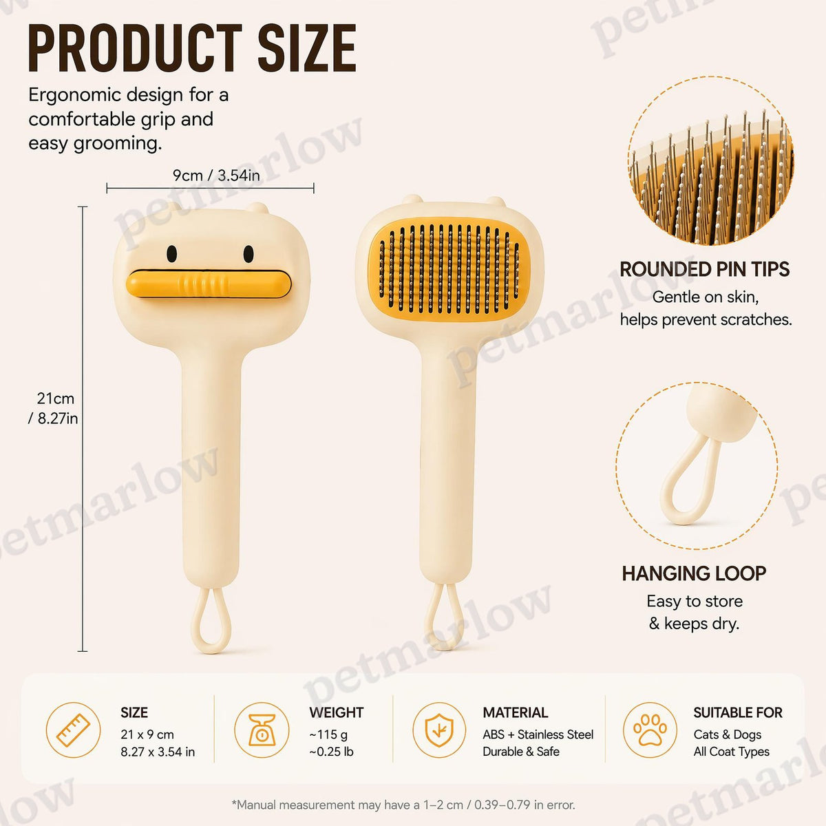 Self-Cleaning Cartoon Bear Pet Brush for Cats and Dogs – view 4