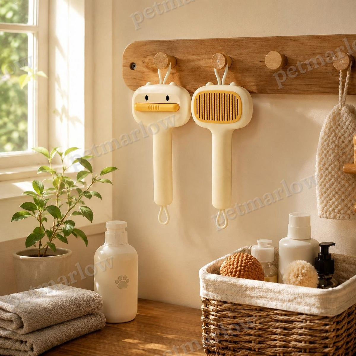 Self-Cleaning Cartoon Bear Pet Brush for Cats and Dogs – view 6