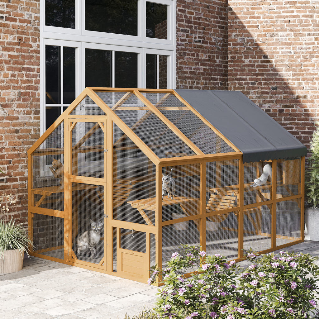 Wooden Catio Outdoor Cat Enclosure for Cats – view 7