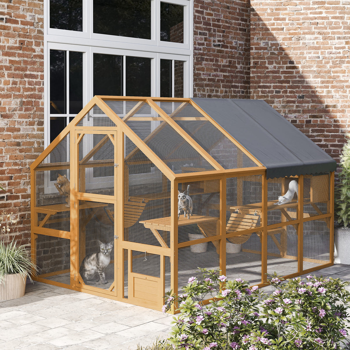 Wooden Catio Outdoor Cat Enclosure for Cats – view 7