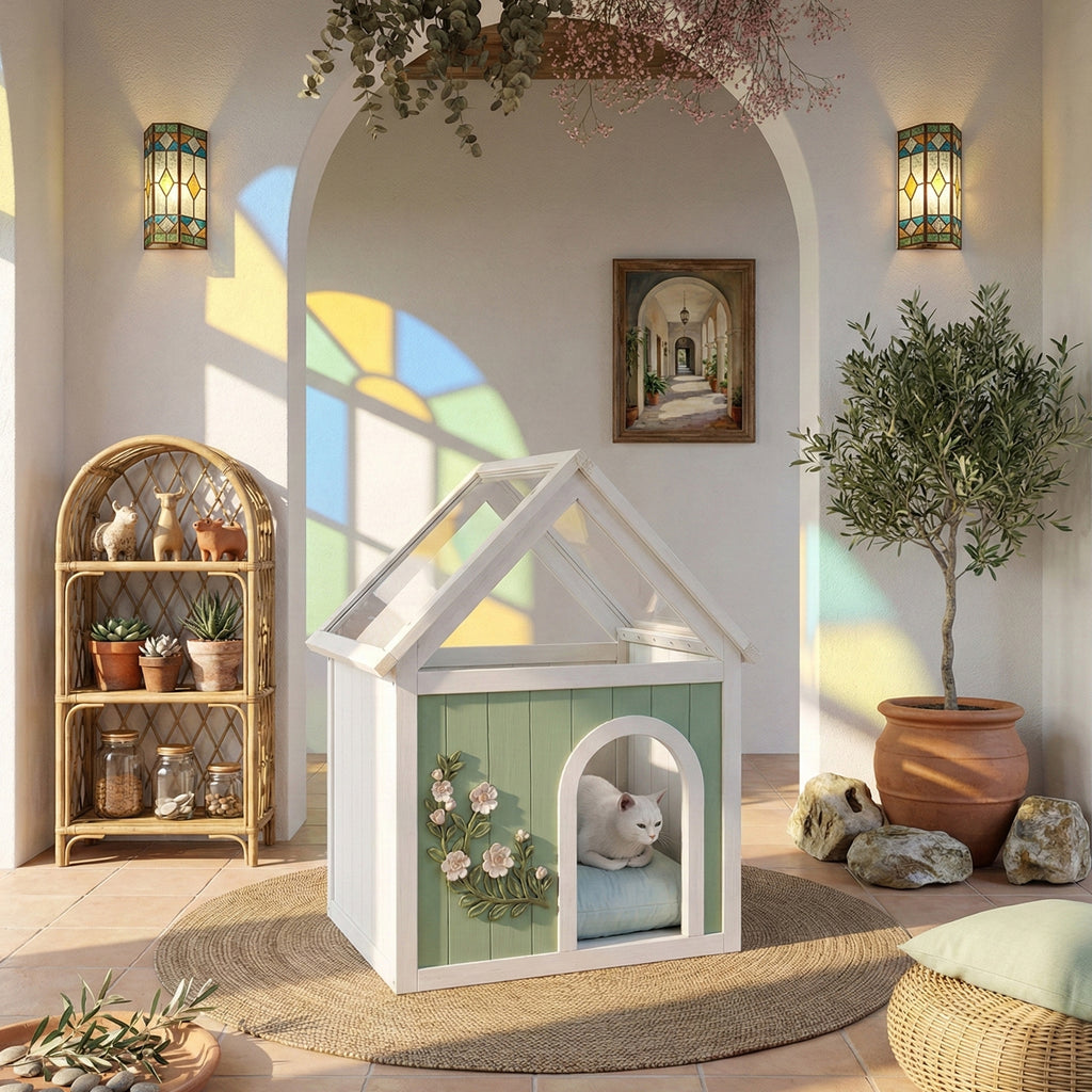 Cedar Indoor Cat House with Acrylic Roof – view 13