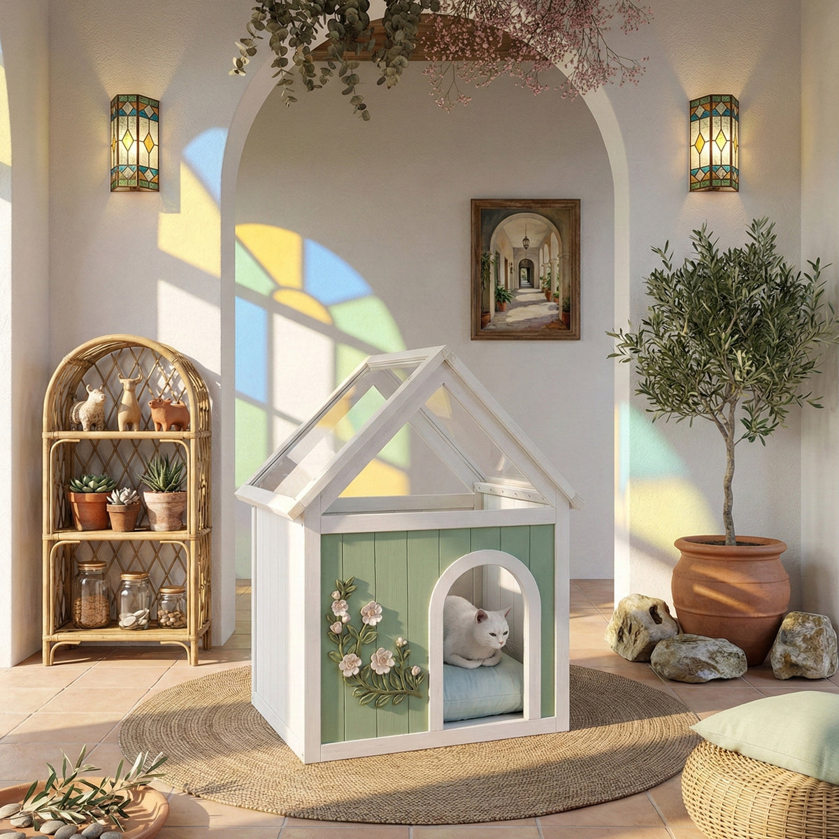 Cedar Indoor Cat House with Acrylic Roof – view 13