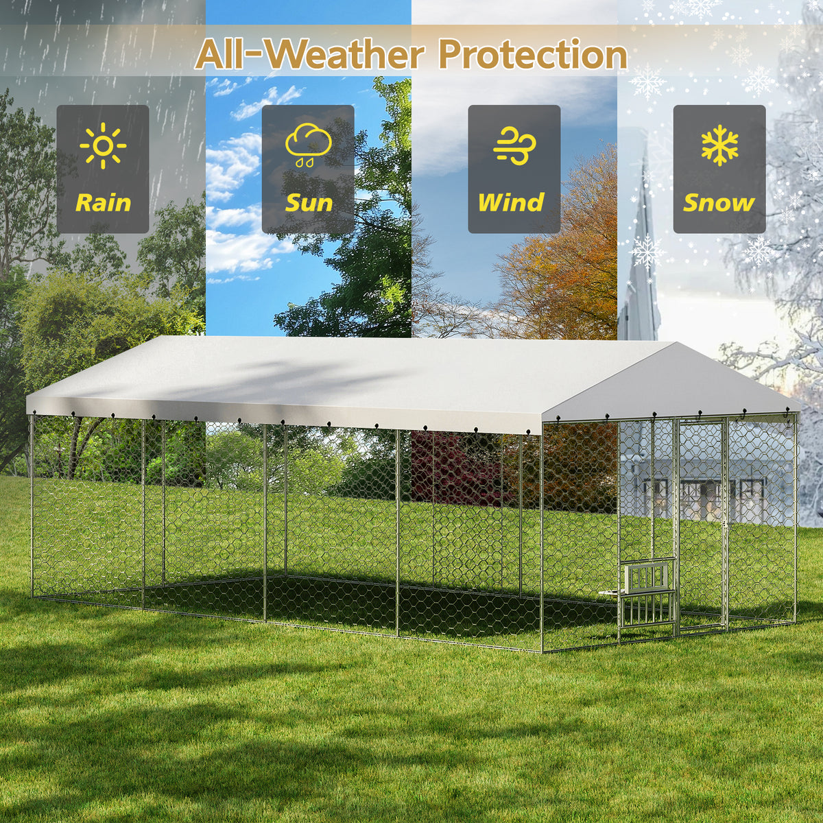 Large Outdoor Dog Kennel with Canopy for Comfort and Security – view 10