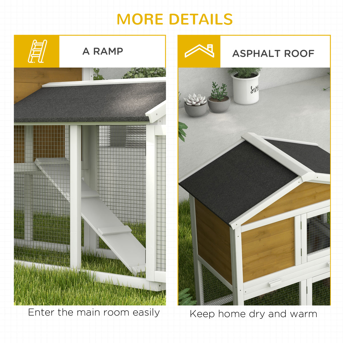 Wooden Rabbit Hutch with Run and Removable Tray – view 9