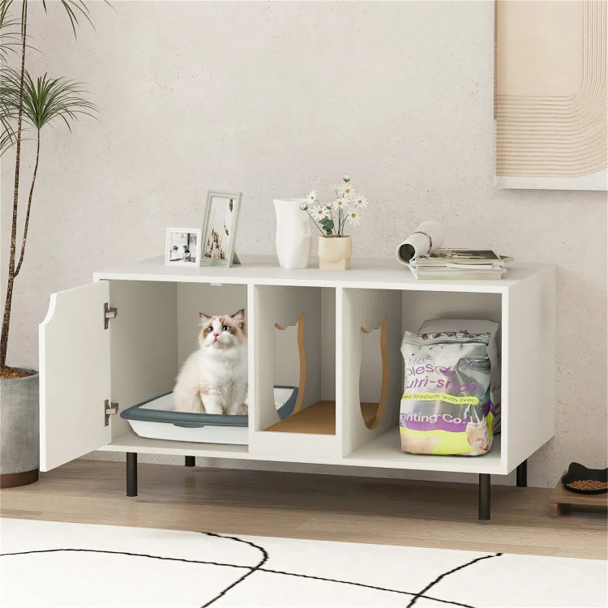 Cat Litter Box Enclosure with Double-Room Design – view 11